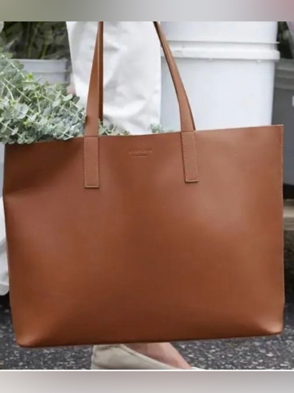 Everlane Italian Leather Market Day Tote XL with Shoulder Straps Cognac EUC